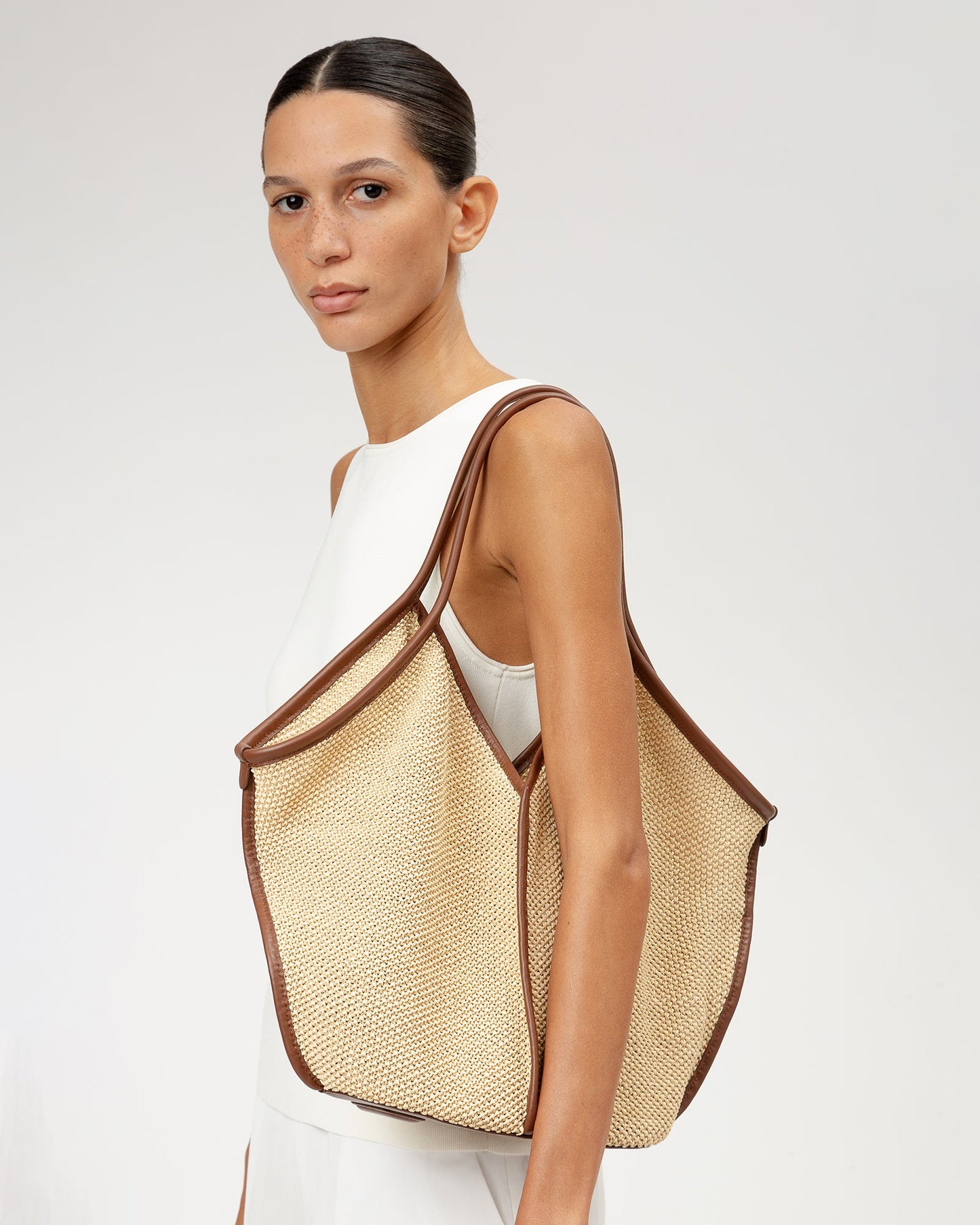 Hereu CALELLA SOFT RAFFIA - Leather-trimmed Tote Bag