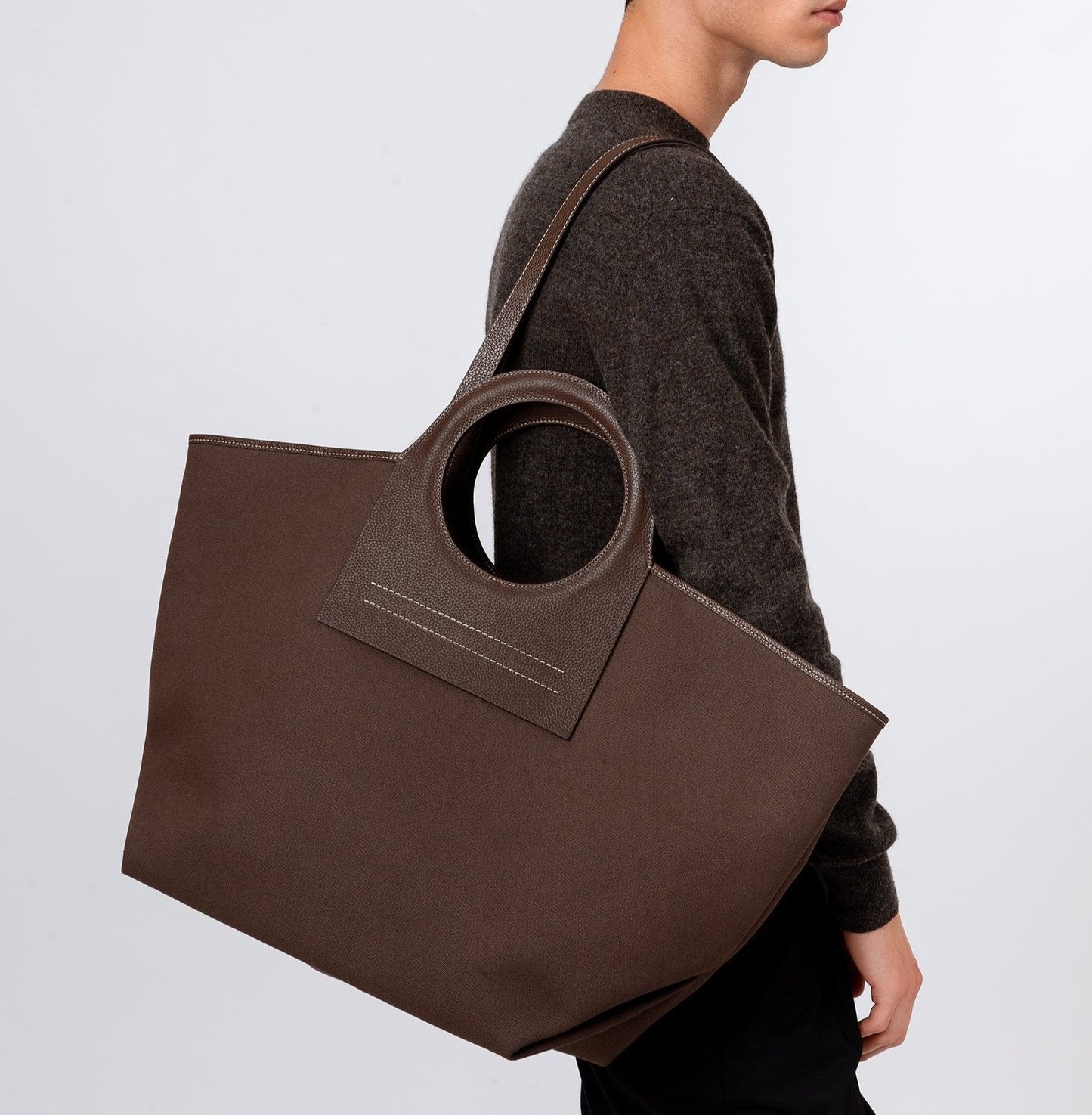 Hereu CALA L - Leather-trimmed Canvas Tote Bag
