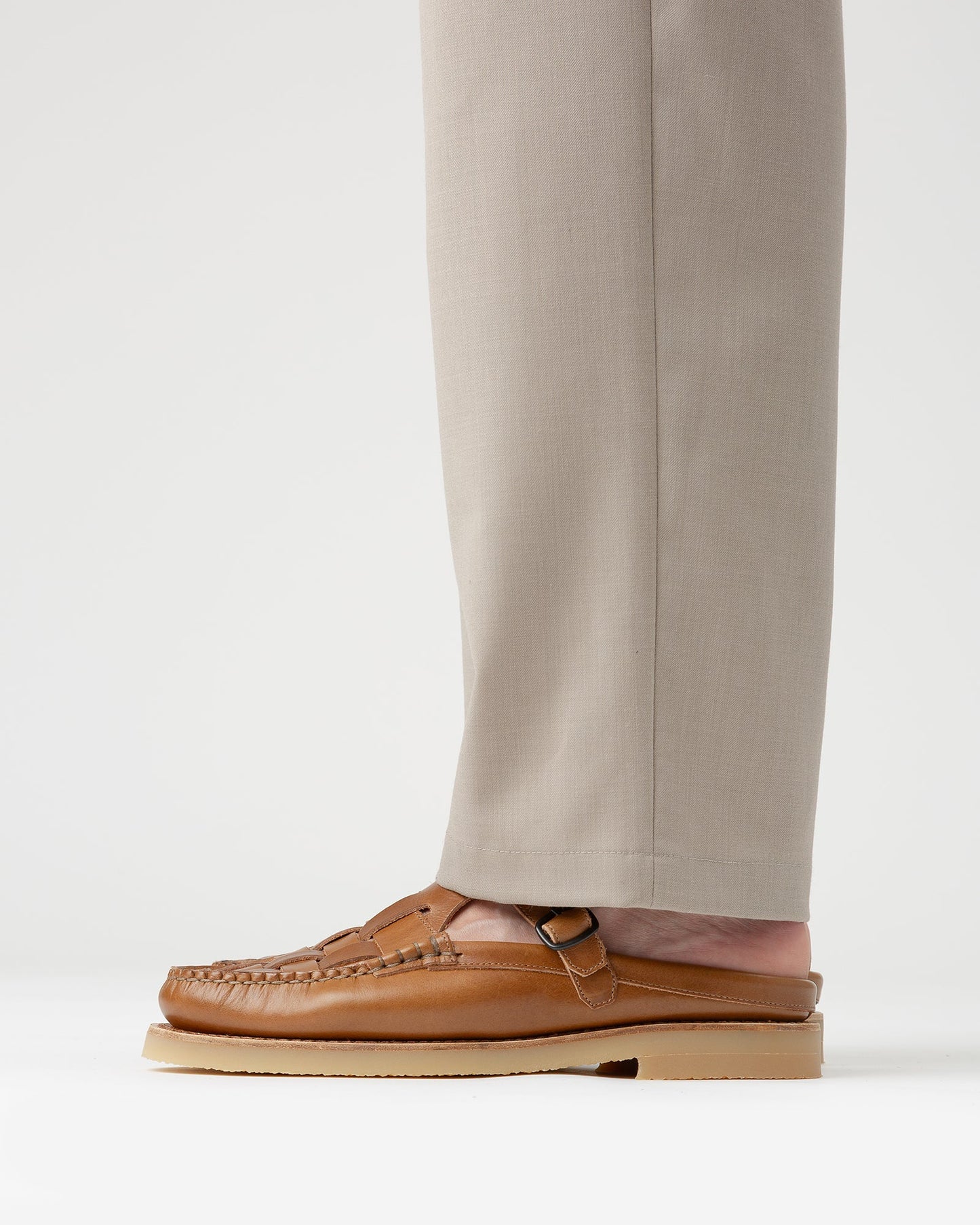 Hereu FERRIOL MULE RUBBER VEG TAN - Woven T-bar Mule Loafer