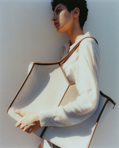 Hereu CALELLA SQUARED MEDIUM CANVAS - Leather-trimmed Tote Bag
