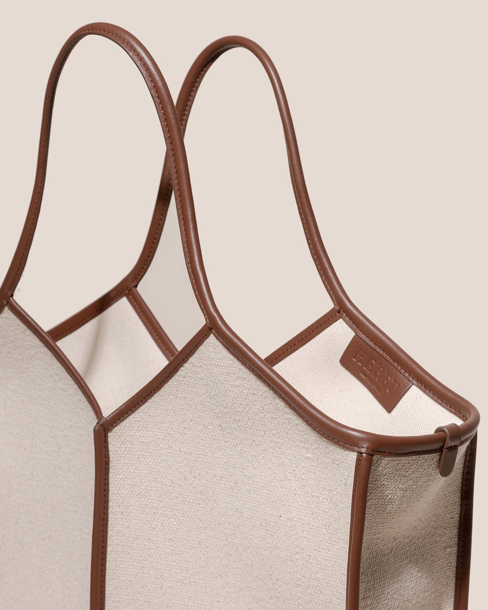 Hereu CALELLA SQUARED MEDIUM CANVAS - Leather-trimmed Tote Bag