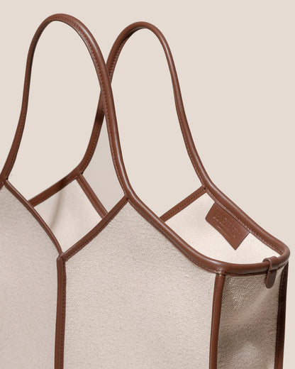 Hereu CALELLA SQUARED MEDIUM CANVAS - Leather-trimmed Tote Bag
