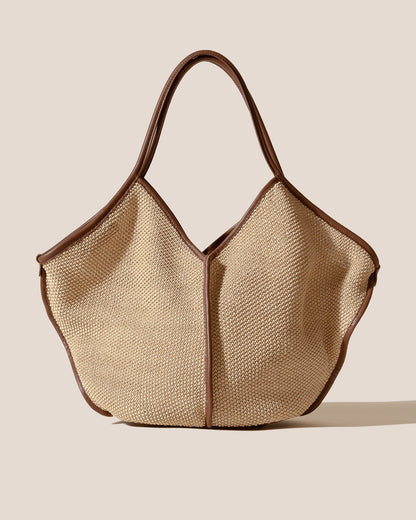 Hereu CALELLA SOFT RAFFIA - Leather-trimmed Tote Bag