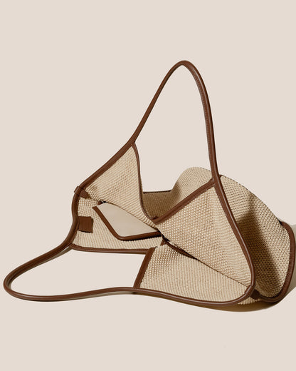 Hereu CALELLA SOFT RAFFIA - Leather-trimmed Tote Bag