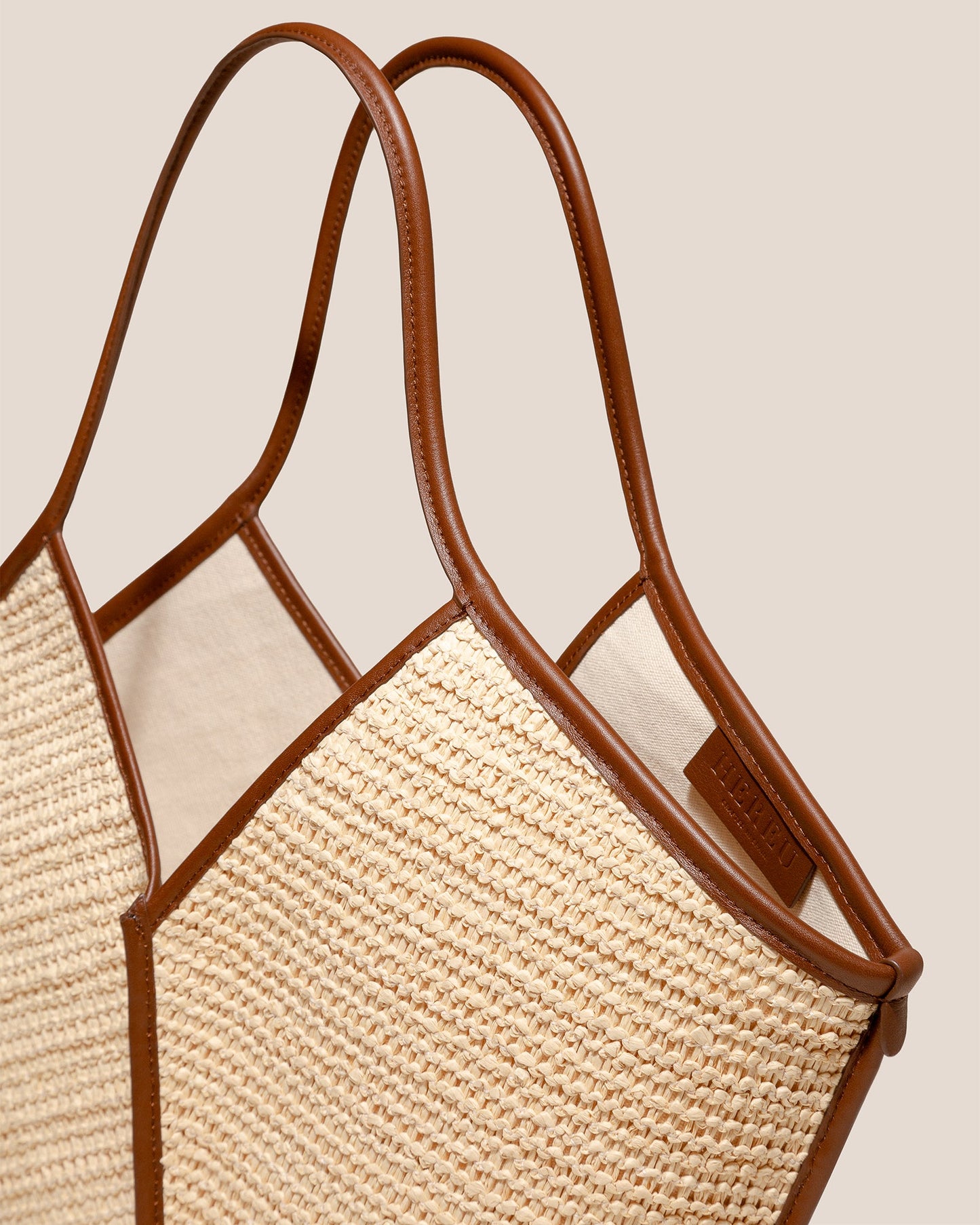 Hereu CALELLA RAFFIA - Leather-trimmed Tote Bag
