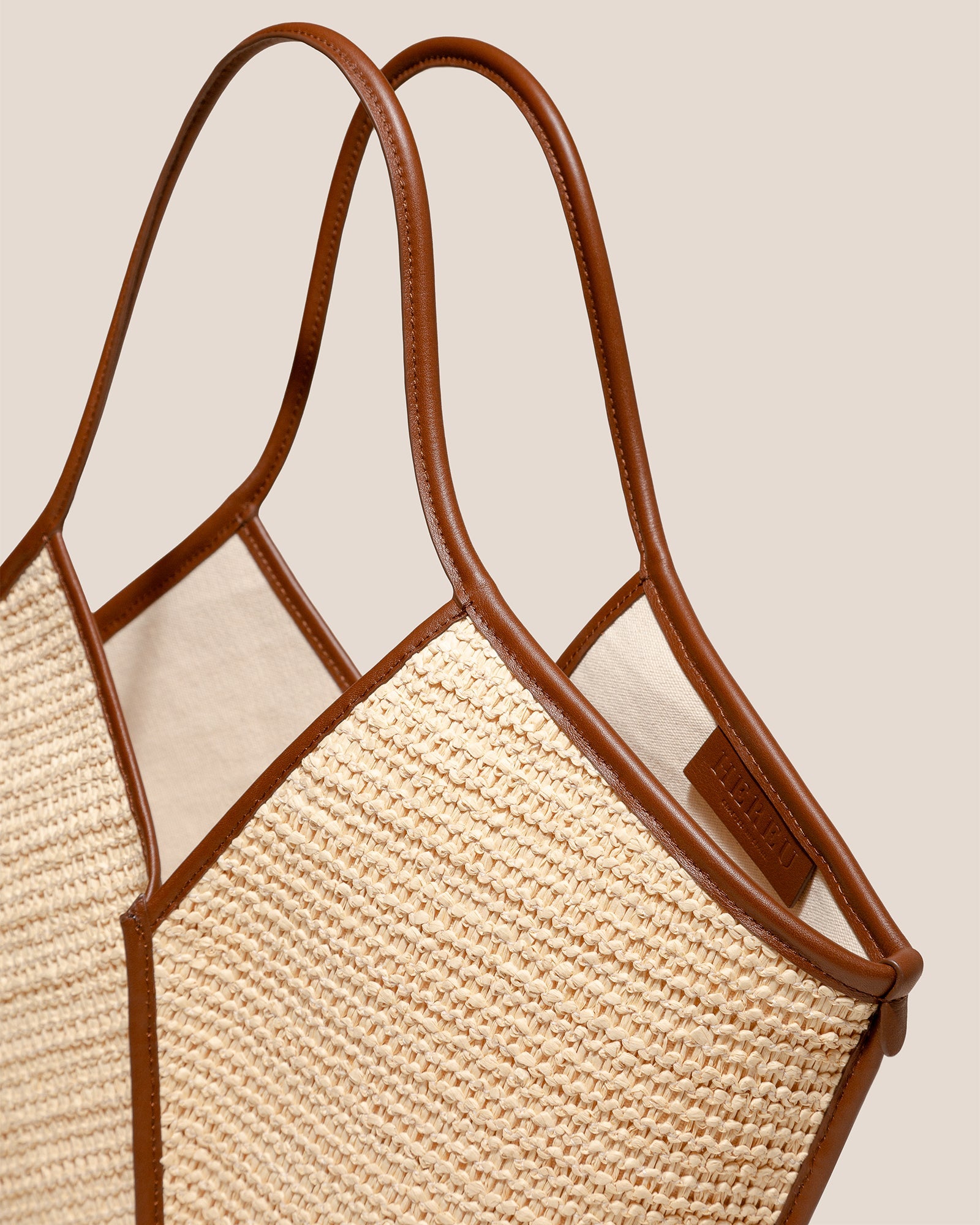 Hereu CALELLA RAFFIA - Leather-trimmed Tote Bag