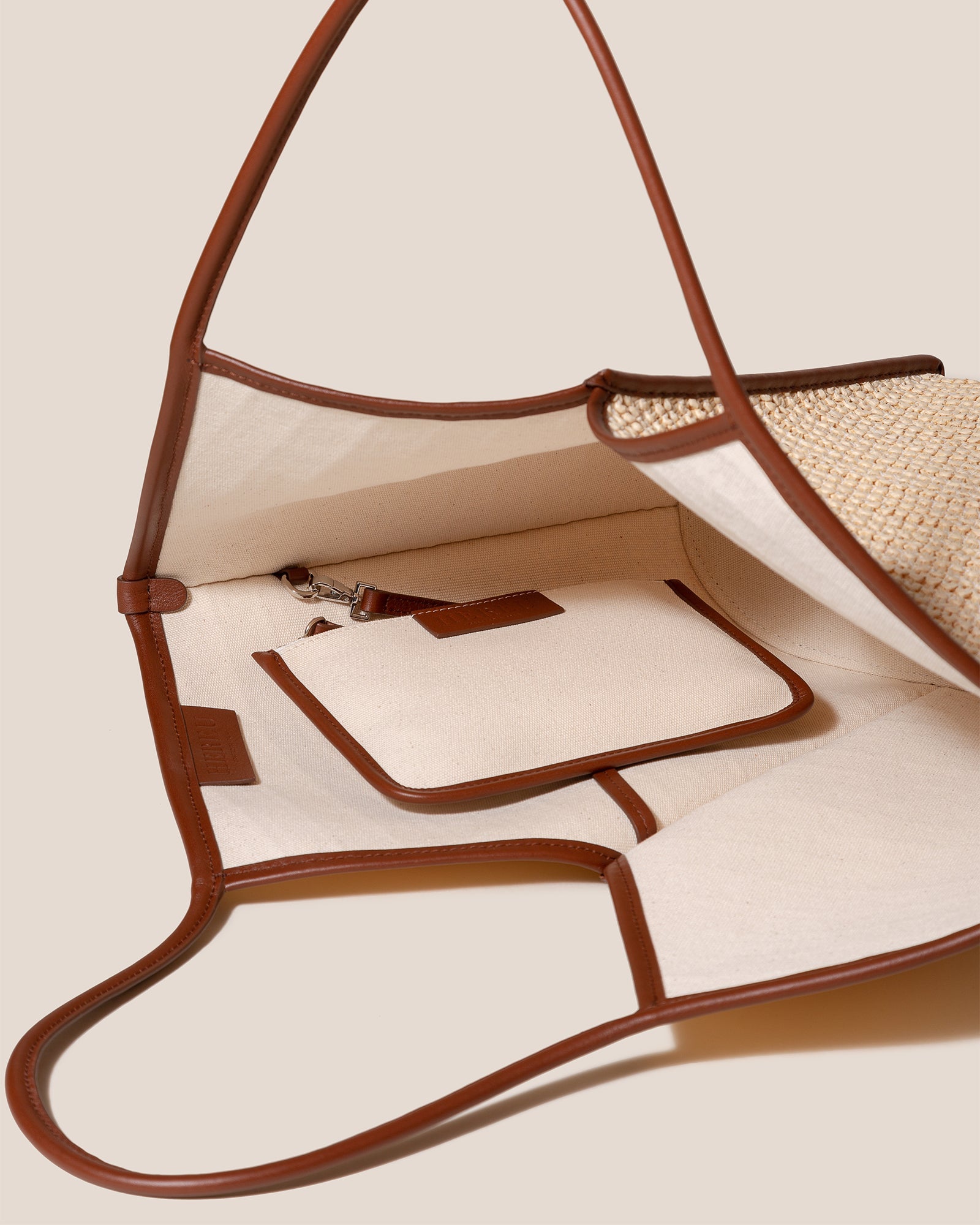 Hereu CALELLA RAFFIA - Leather-trimmed Tote Bag