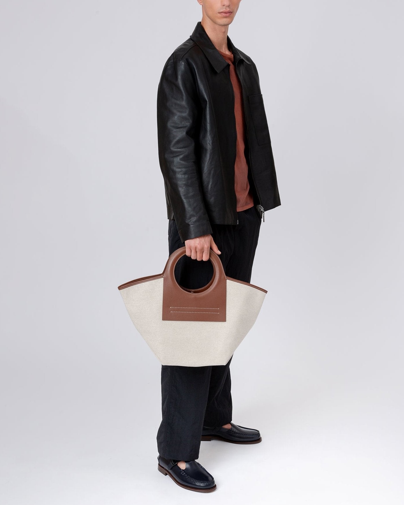 Hereu CALA S - Leather-trimmed Canvas Tote Bag