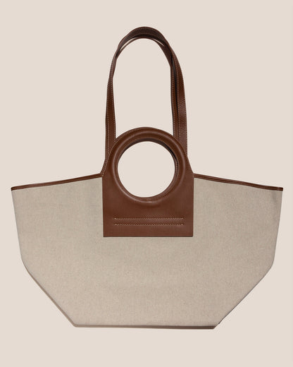 Hereu CALA L - Leather-trimmed Canvas Tote Bag