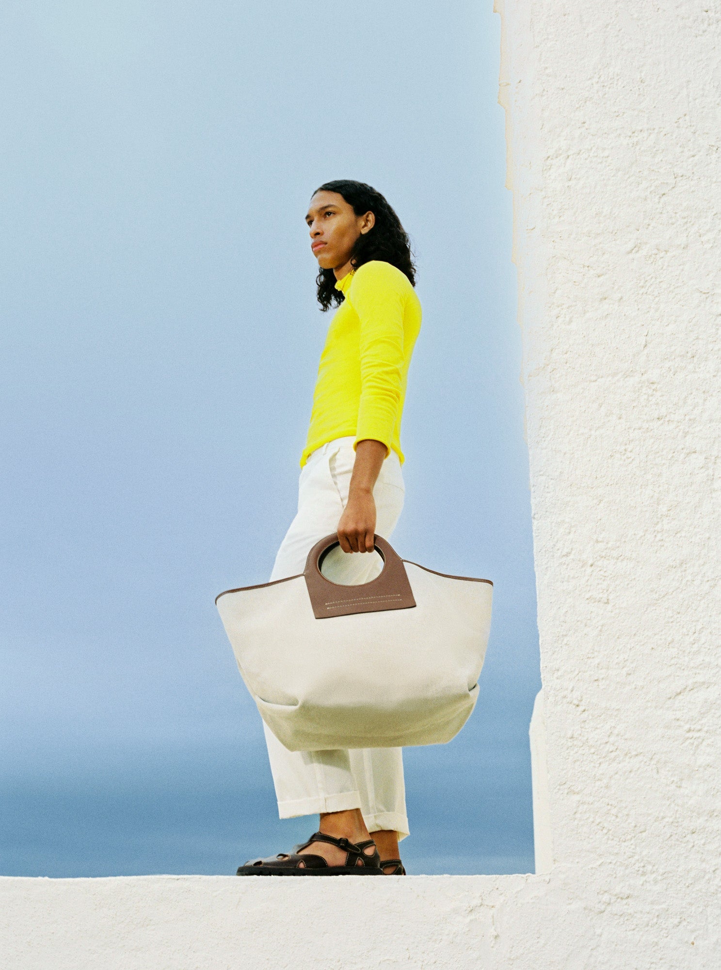 Hereu CALA L - Leather-trimmed Canvas Tote Bag