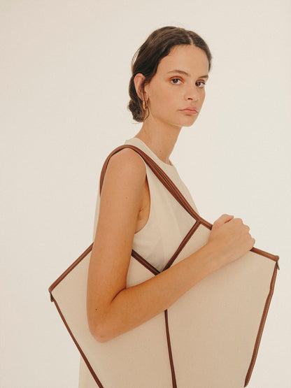 Hereu CALELLA - Leather-trimmed Organic Cotton Tote Bag