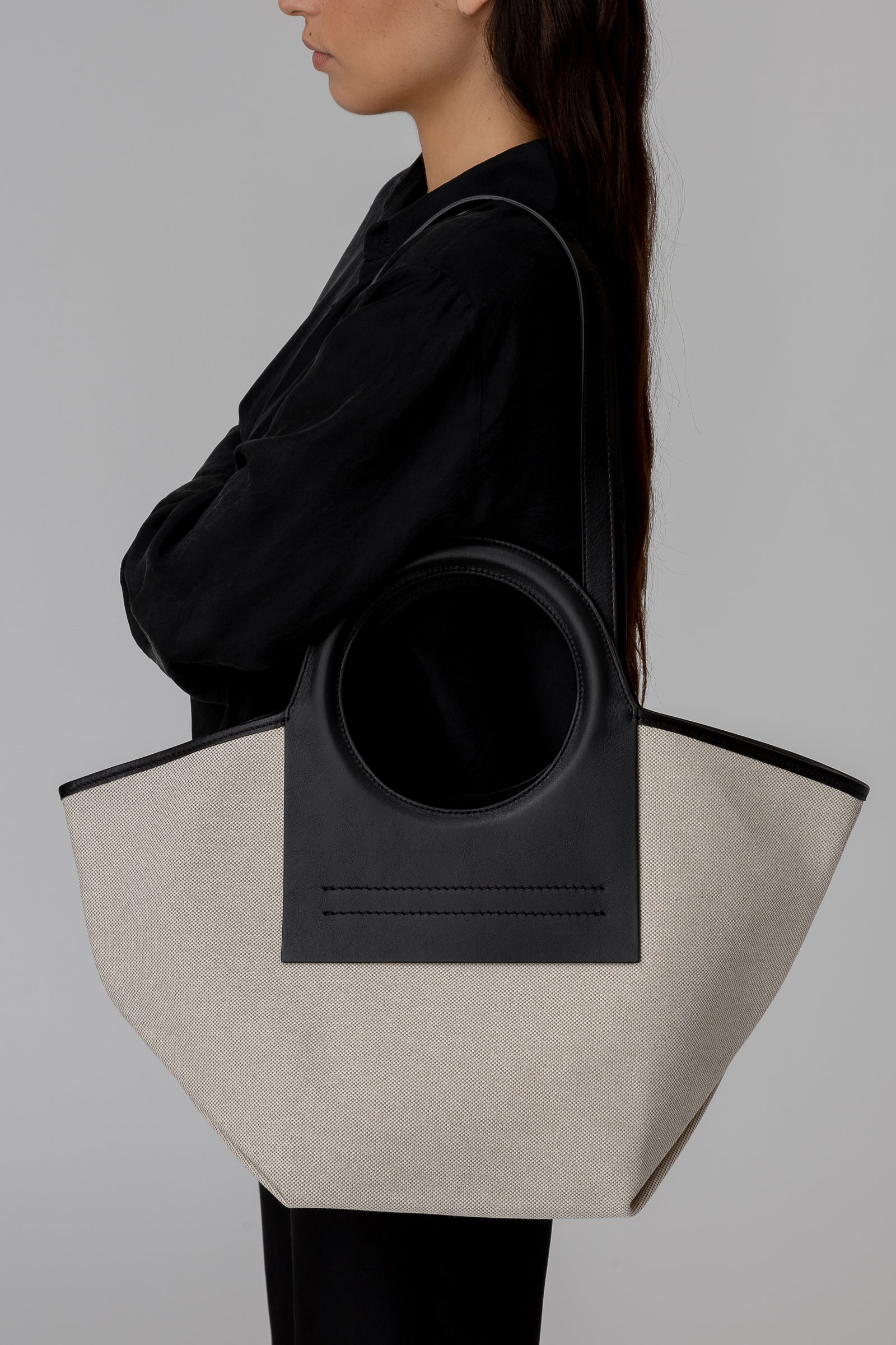 Hereu CALA S - Leather-trimmed Canvas Tote Bag