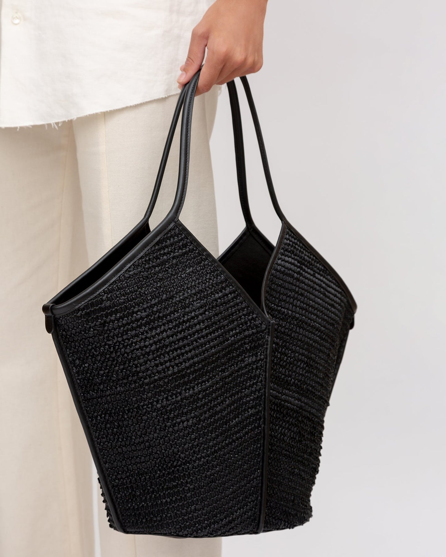 Hereu CALELLA RAFFIA - Leather-trimmed Tote Bag