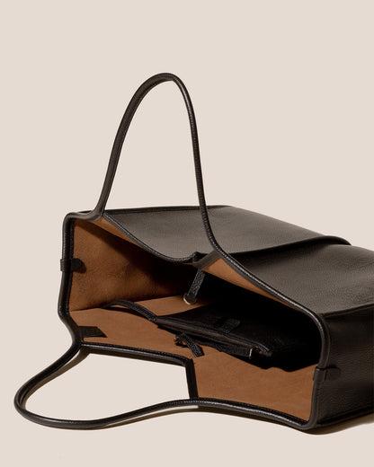 Hereu CALELLA SQUARED MEDIUM GRAINY - Leather-trimmed Tote Bag