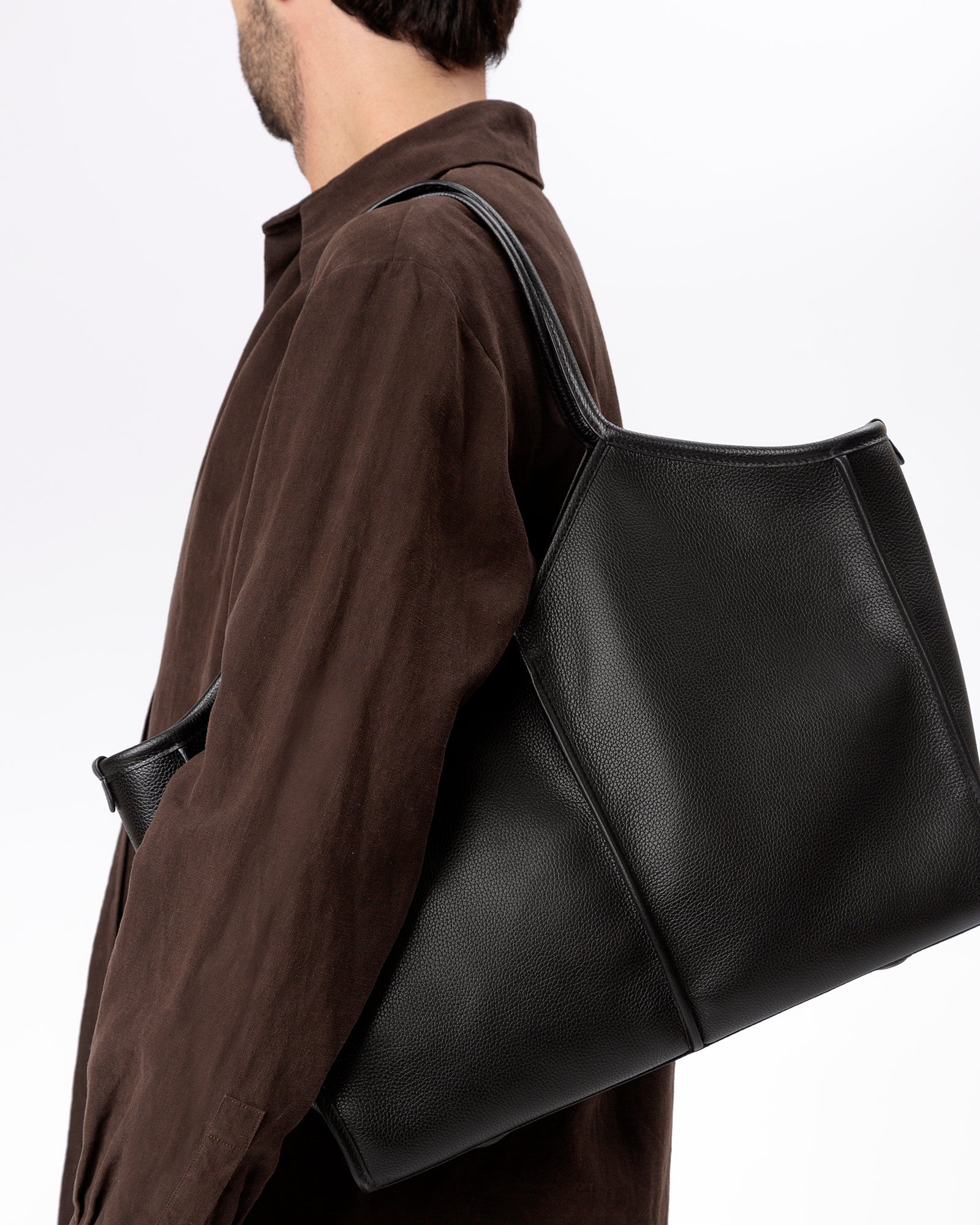 Hereu CALELLA SQUARED MEDIUM GRAINY - Leather-trimmed Tote Bag