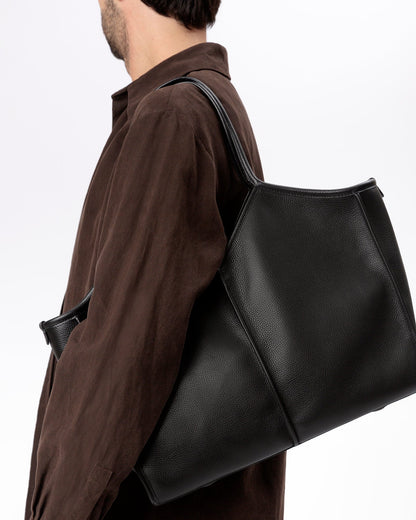 Hereu CALELLA SQUARED MEDIUM GRAINY - Leather-trimmed Tote Bag