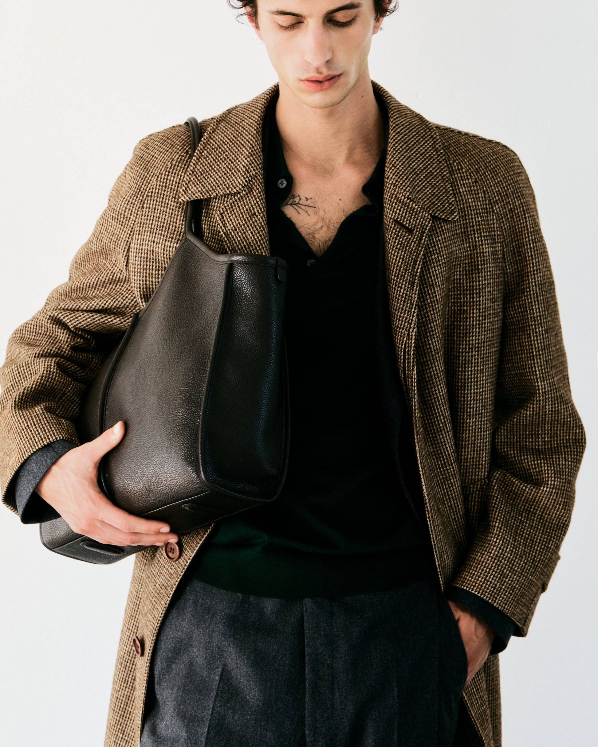 Hereu CALELLA SQUARED MEDIUM GRAINY - Leather-trimmed Tote Bag