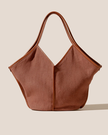 Hereu CALELLA SOFT LINEN - Leather-trimmed Tote Bag