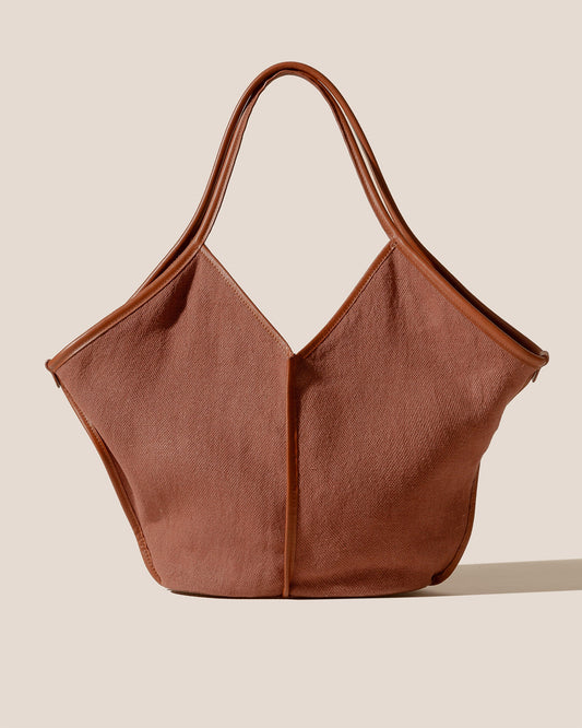 Hereu CALELLA SOFT LINEN - Leather-trimmed Tote Bag