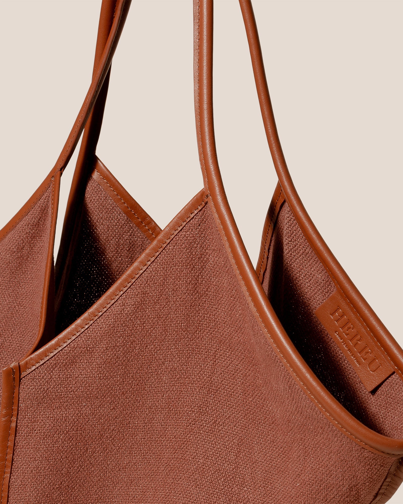 Hereu CALELLA SOFT LINEN - Leather-trimmed Tote Bag