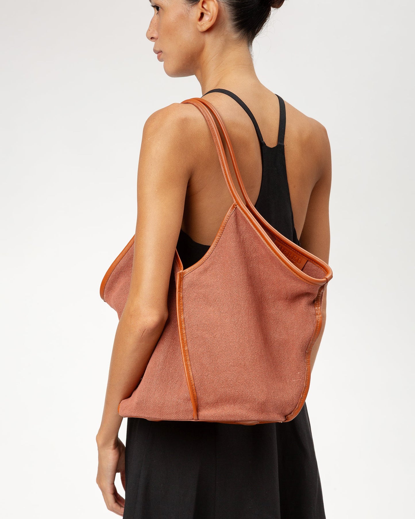 Hereu CALELLA SOFT LINEN - Leather-trimmed Tote Bag