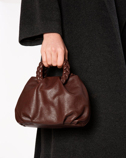 Hereu BOMBON M SUPPLE SHINY - Medium Plaited-handle Leather Handbag