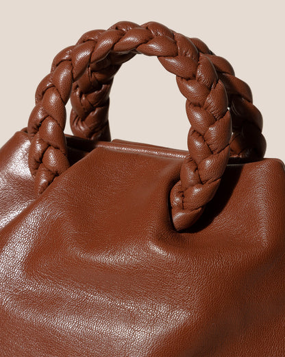 Hereu BOMBON M SUPPLE SHINY - Medium Plaited-handle Leather Handbag