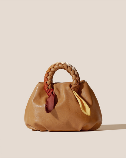 Hereu BOMBON M FOULARD - Medium Plaited-handle Leather Handbag