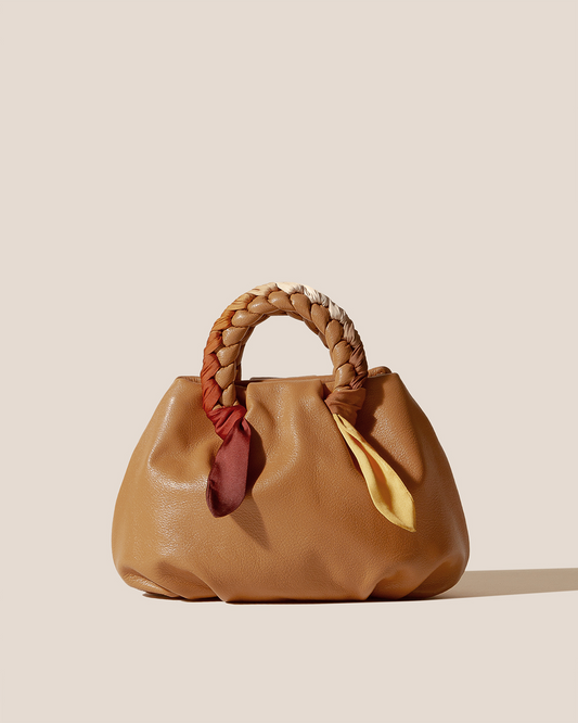 Hereu BOMBON M FOULARD - Medium Plaited-handle Leather Handbag