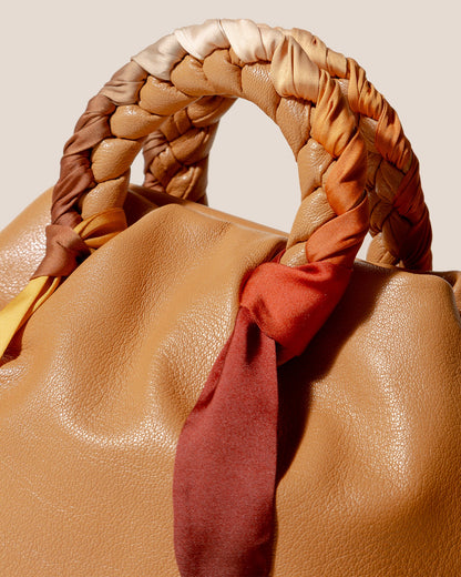 Hereu BOMBON M FOULARD - Medium Plaited-handle Leather Handbag