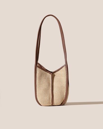 Hereu CALELLA BUCKET SOFT RAFFIA - Leather-trimmed Shoulder Bag