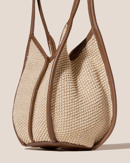 Hereu CALELLA BUCKET SOFT RAFFIA - Leather-trimmed Shoulder Bag