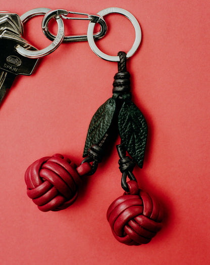 Hereu CIRERES - Hand-Knotted Cherries Leather Key Holder