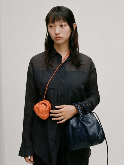 Hereu BOMBON MINI PURSE - Plaited-Handle Leather Keychain Purse