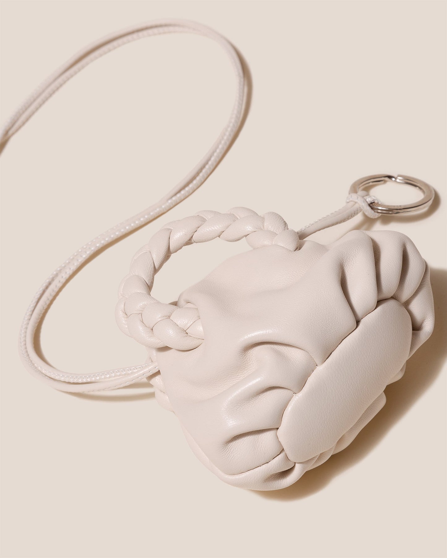 Hereu BOMBON MINI PURSE - Plaited-Handle Leather Keychain Purse