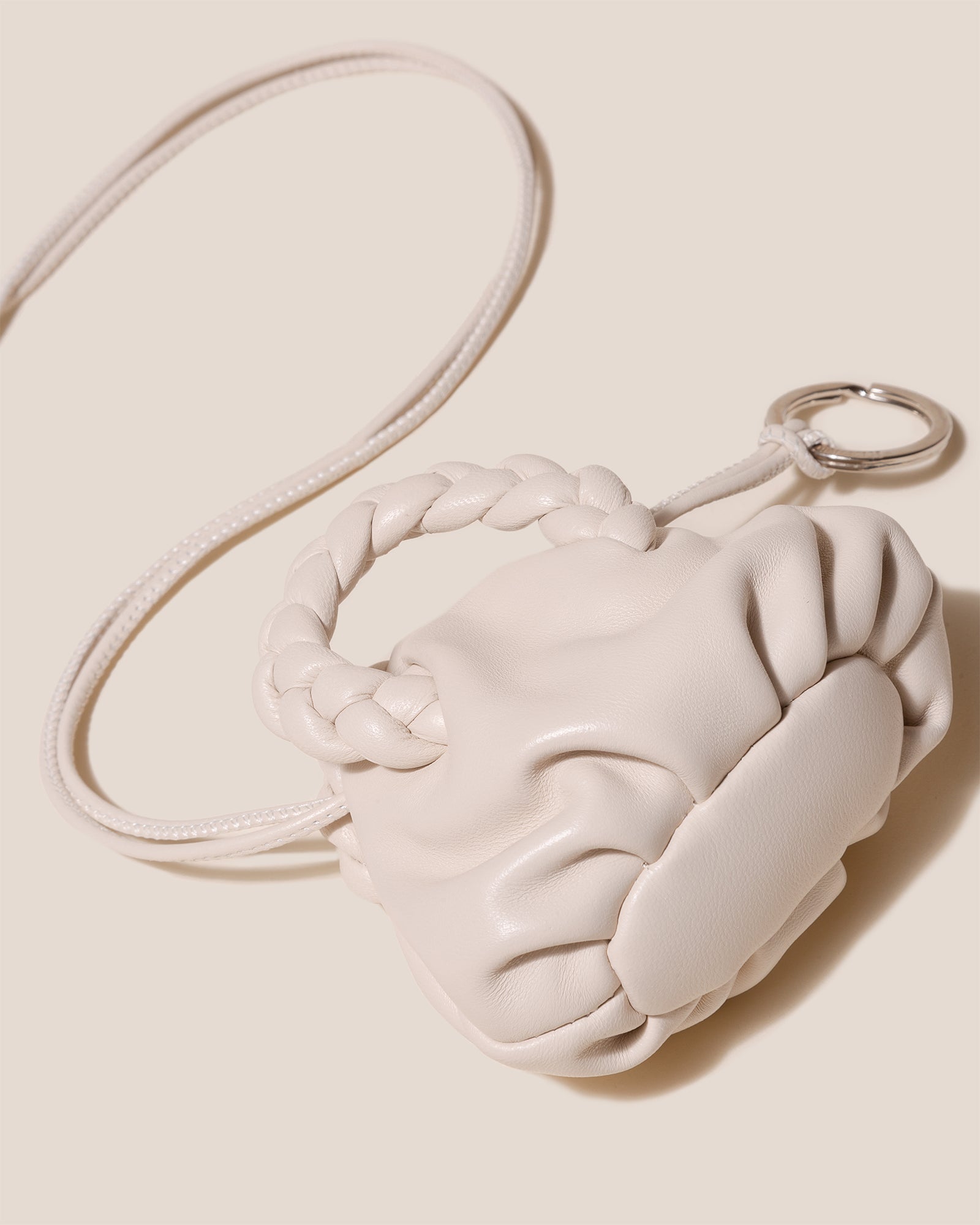 Hereu BOMBON MINI PURSE - Plaited-Handle Leather Keychain Purse