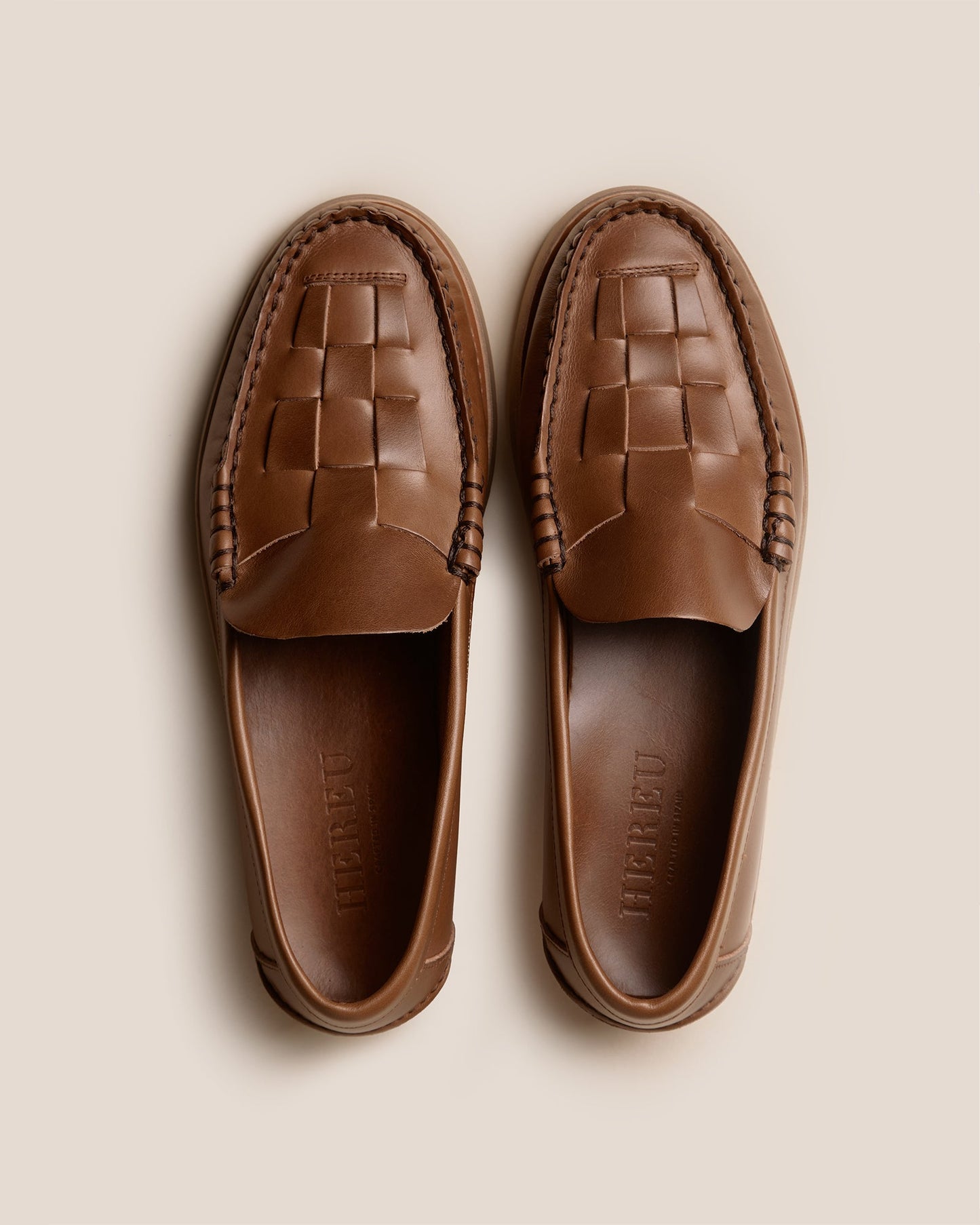 Hereu NOMBELA RUBBER VEG TAN - Interwoven Detail Slip-On Loafer