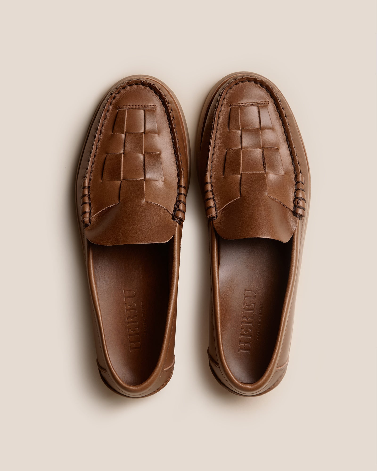 Hereu NOMBELA RUBBER VEG TAN - Interwoven Detail Slip-On Loafer
