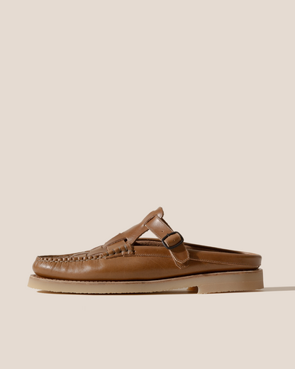 Hereu FERRIOL MULE RUBBER VEG TAN - Woven T-bar Mule Loafer