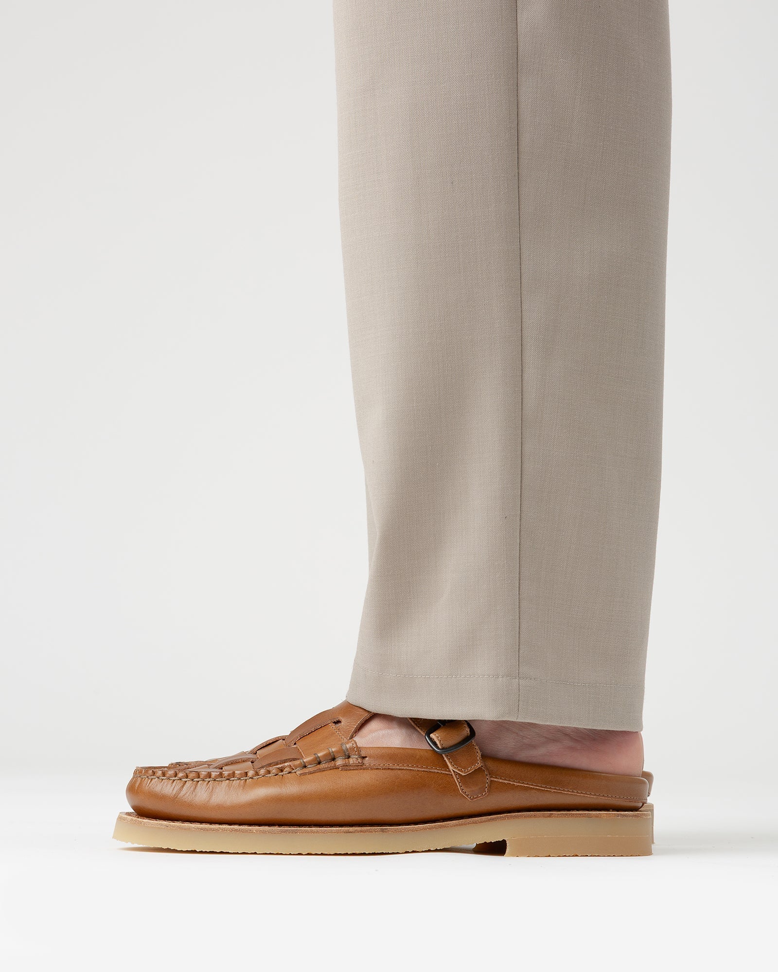 Hereu FERRIOL MULE RUBBER VEG TAN - Woven T-bar Mule Loafer