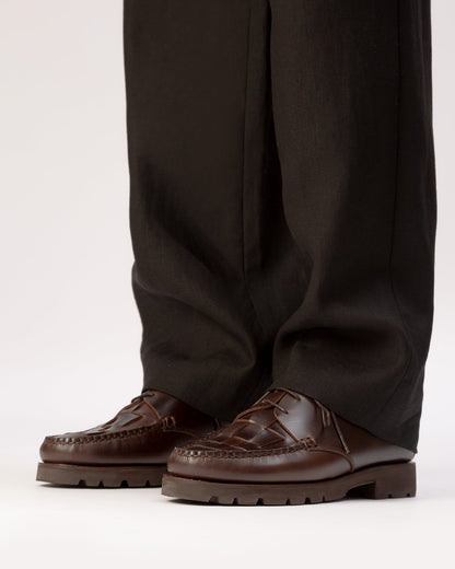 Hereu COLOM SPORT VEG TAN - Interwoven Detail Lace-up Loafer