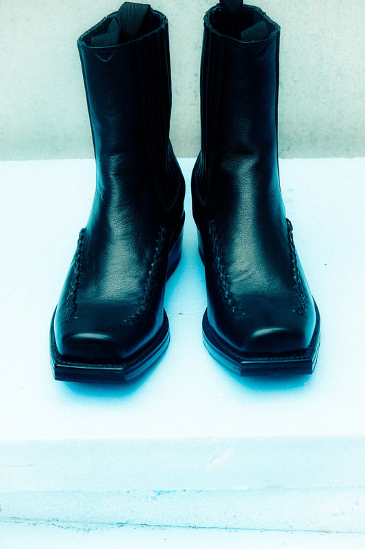 Hereu AGULLA - Square-Toe Braided Detail Chelsea Boot