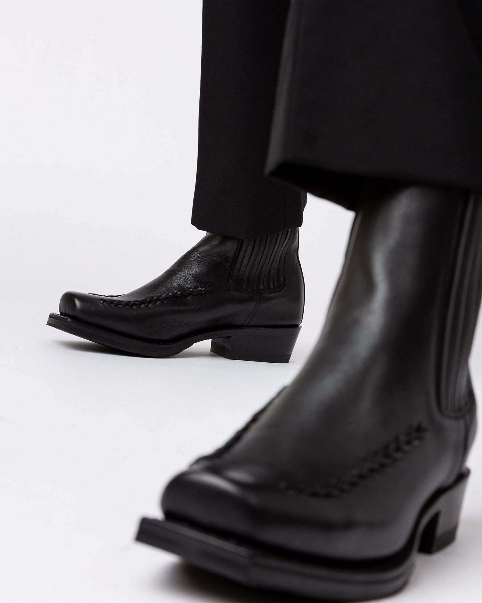 Hereu AGULLA - Square-Toe Braided Detail Chelsea Boot