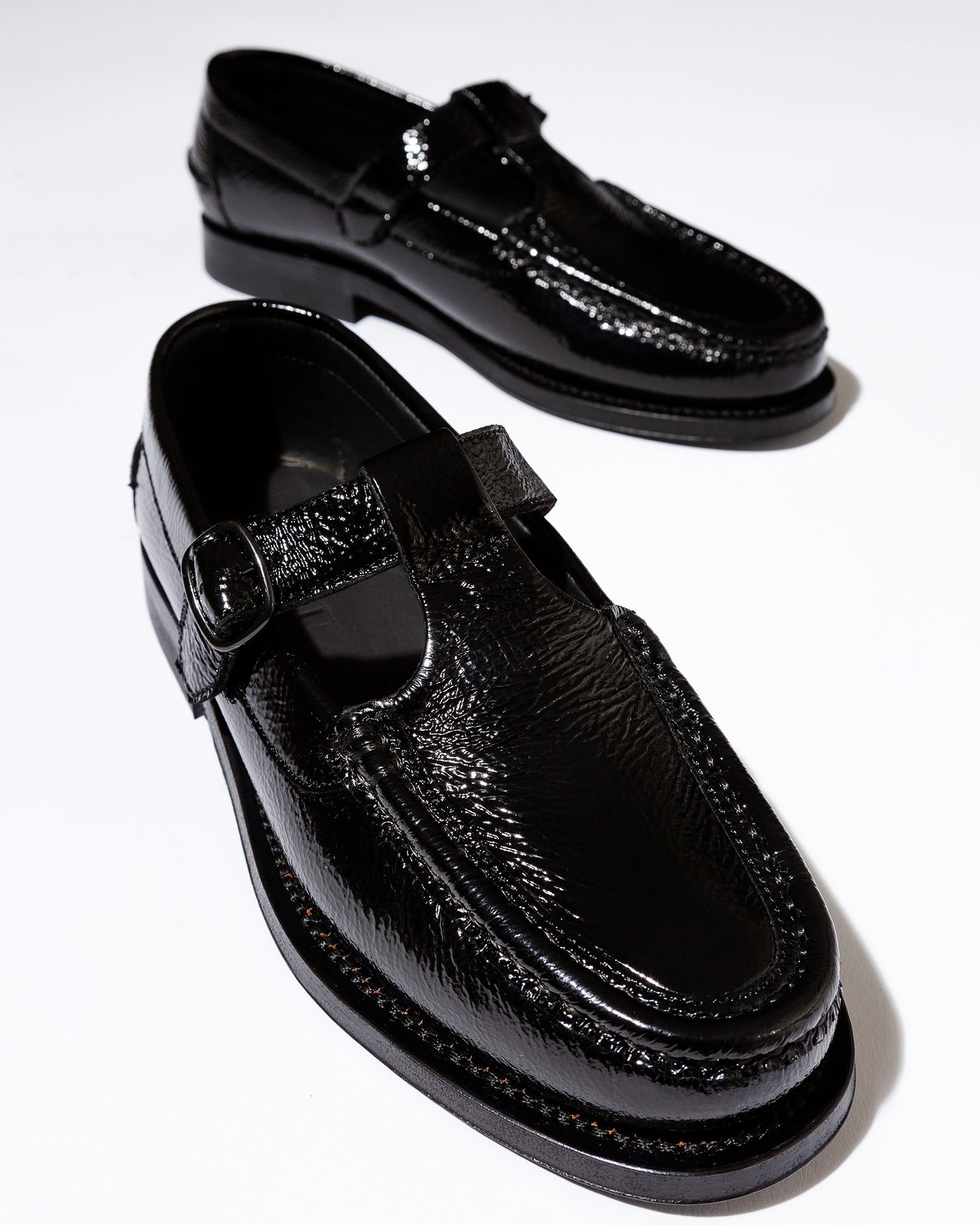 Hereu ALBER CRINKLED GLOSSY - T-bar Loafer